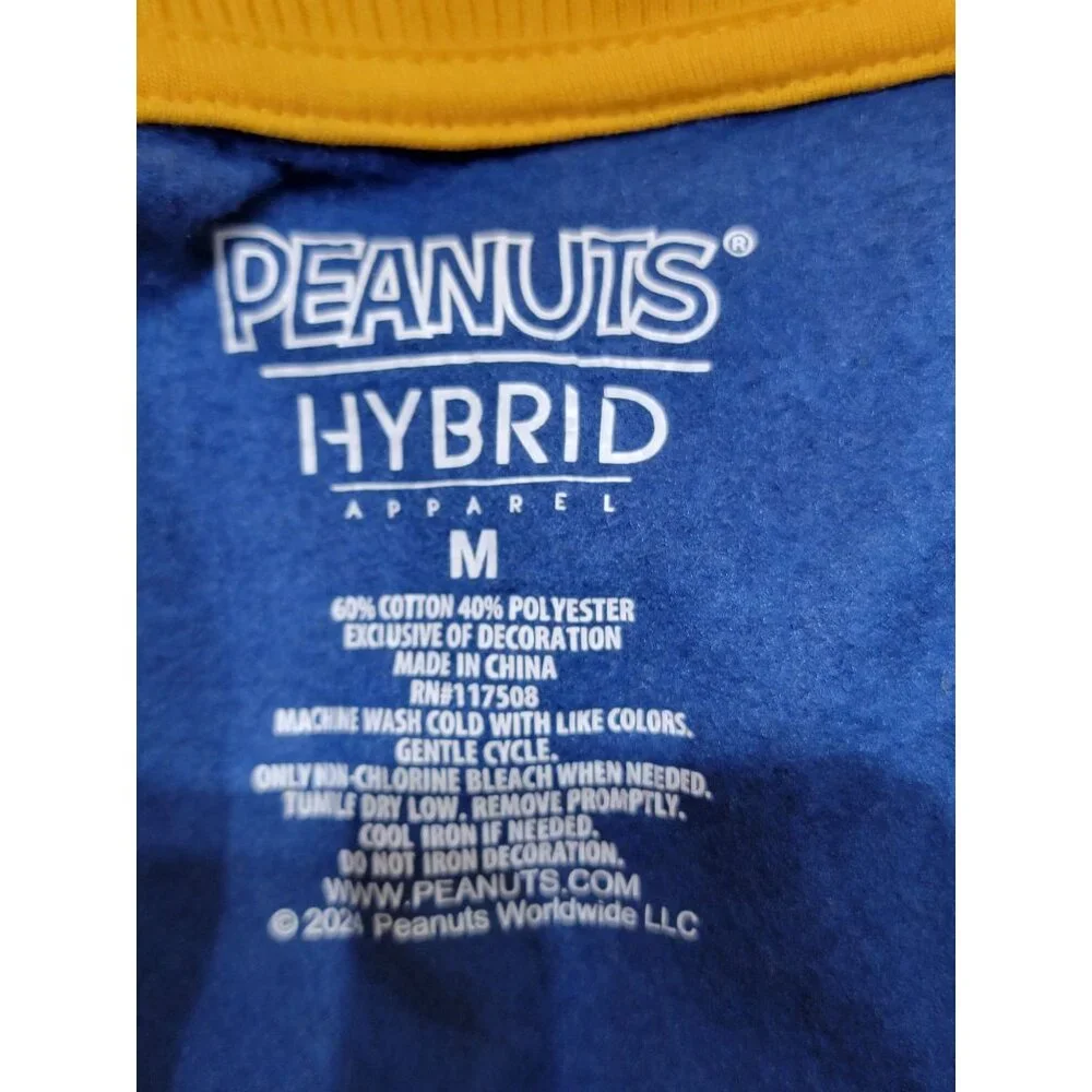 Peanuts Hybrid Apparel Snoopy Letterman Jacket M Cotton/Polyester Unisex Blue & - Picture 3 of 4